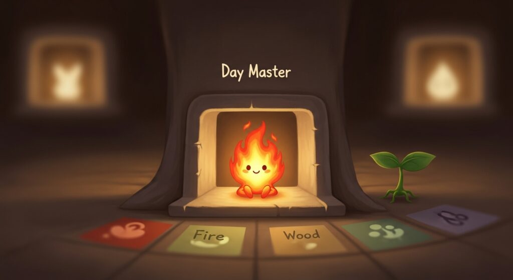 사주 차트 다이어그램에서 나 자신을 상징하는 가장 중요한 글자인 